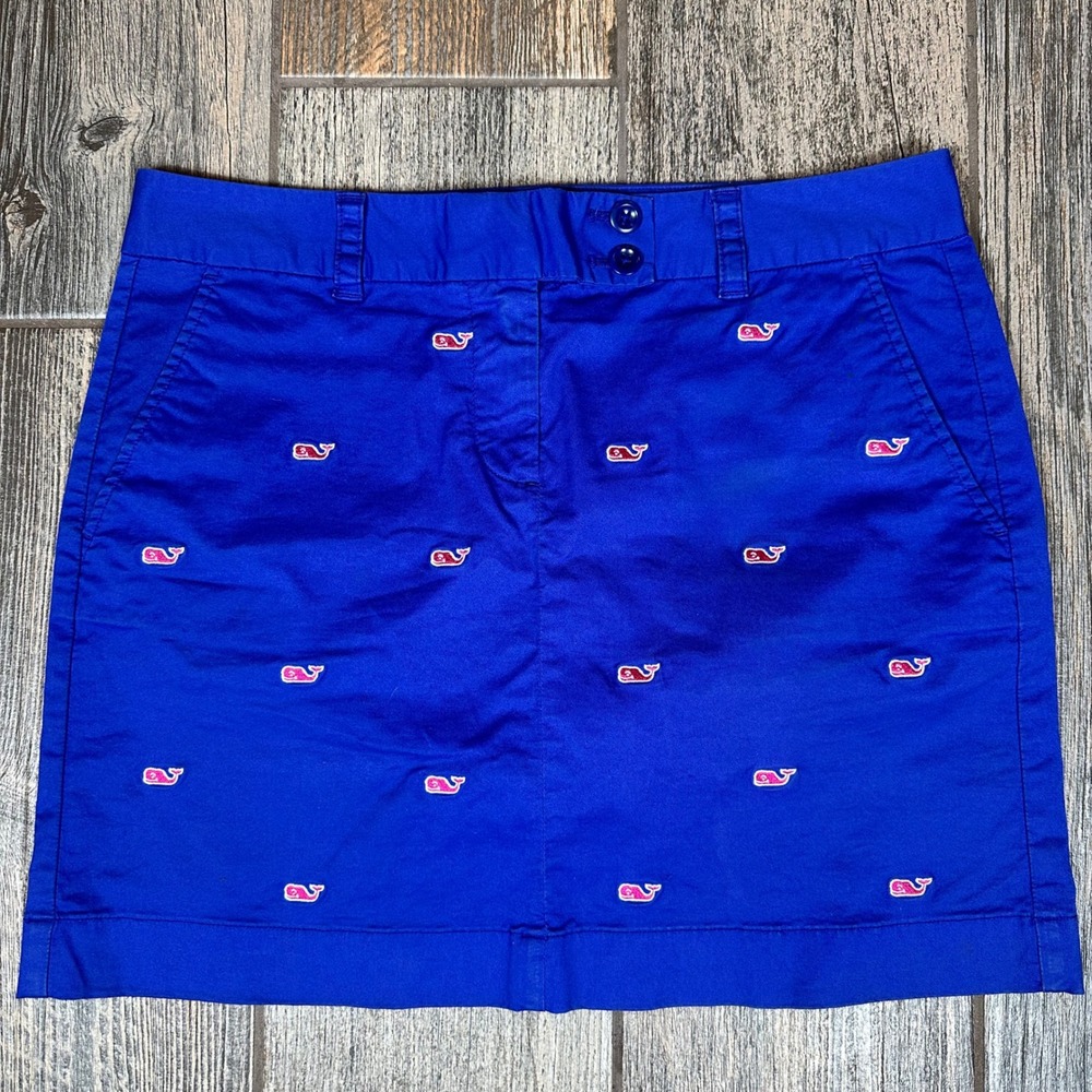 Vineyard‎ Vines Women's Skirt Blue Whale Print Cotton Blend Size 6